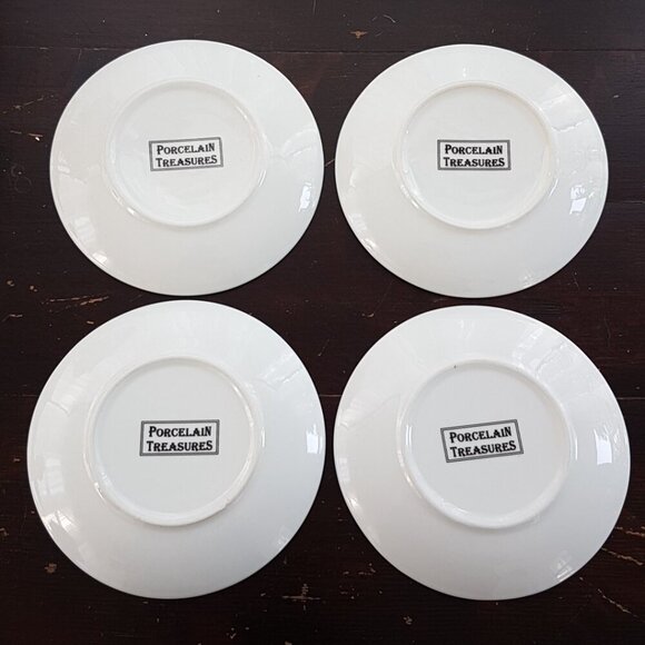 4pc Wine & Cheese Side Plates Set Cocktail Happy Hour Appetizer Charcuterie - Picture 9 of 9